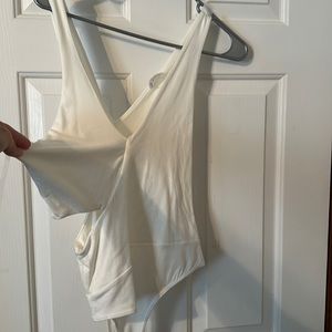 White bodysuit with side cutout